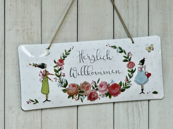 Blechschild "Herzlich Willkommen" 