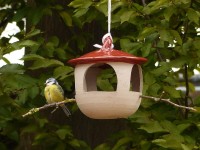 Vogelfuttertopf aus Ton, rot Vogelfuttertopf aus Ton, rot